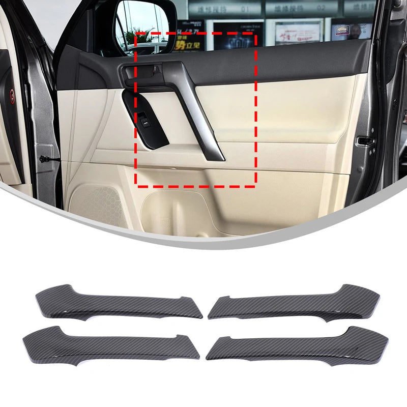 4PCS ABS Silver Car Interior Door Handle Decoration Cover Trim For Toyota Land Cruiser Prado FJ150 150 2010-2018 Car Accessories