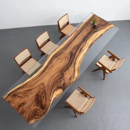 Waterfall epoxy resin wooden coffee table rosewood coffee table live edge epoxy resin coffee table