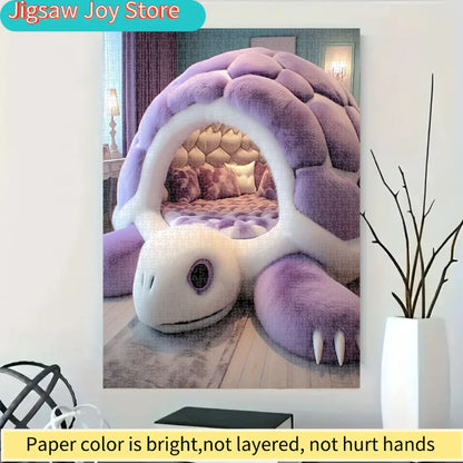 1, 000pcs Puzzle a Purple Turtle Bed, Designed for Living Room Decoration. Made from Soft Plush M