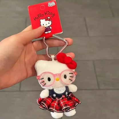 Hello Kitty Super Cute Glasses Junior Doll Bag Pendant Cartoon Cute Plush Doll Keychain