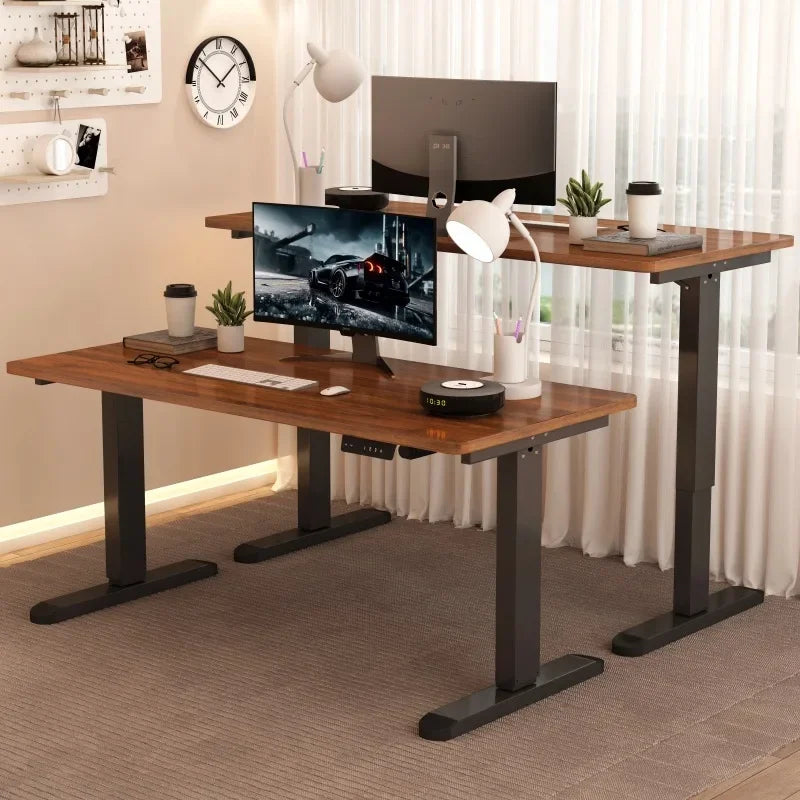 Solid Wood Electric Lifting Desk, Intelligent Computer Desk, Adjustable Gaming Desk, Home Learning and Office Desks, Workbench