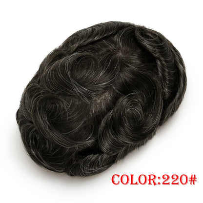 0.03mm Thin Skin Men's Wig 90% 100% Density Human Hair Men Toupee Capillary Prosthesis V Loop Natural Hairline for Hair Loss