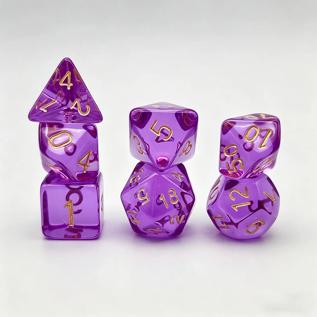 7 pcs Acrylic High-Grade Translucent Gemstone Green Polyhedral Board Game Dice, Classic and Beautiful, Dados