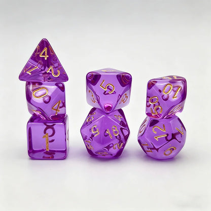 7 pcs Acrylic High-Grade Translucent Gemstone Green Polyhedral Board Game Dice, Classic and Beautiful, Dados