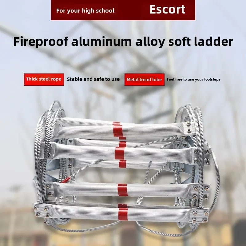 Durable3M Soft Rope Ladder Household Wire Rope Aluminum Alloy Rope Ladder Construction Operation Soft Ladder