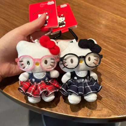 Hello Kitty Super Cute Glasses Junior Doll Bag Pendant Cartoon Cute Plush Doll Keychain