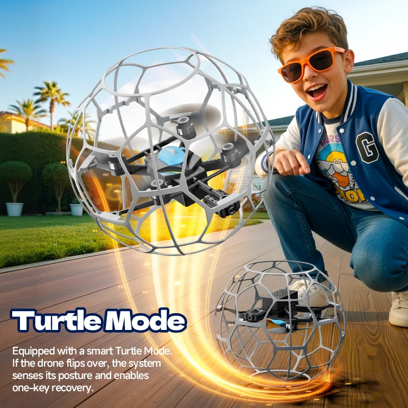V51 Drone for Soccer Competition 3D Full Protection Brushless RC Quadcopter with HD FPV Camera RC Flying Ball Kids Gift Toys