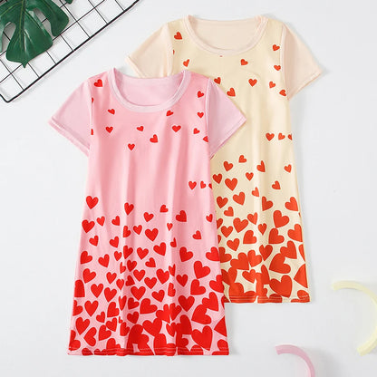 2/1 Pack Summer Girl Sweet and Lovely Princess Wind Dress Loose Plus Mermaid and Knee Skirt Comfortable Student Home Skirt