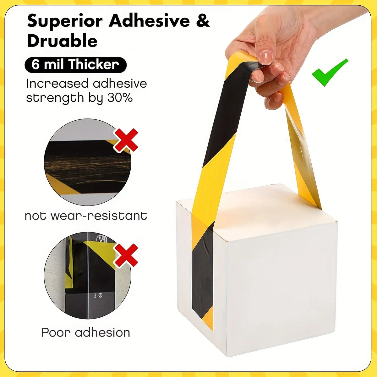 Yellow Black Warning Tape Marking Safety PVC Strong Adhesive Grip Tape For Factory Warehouse Stairs Warning Stickers