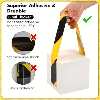 Yellow Black Warning Tape Marking Safety PVC Strong Adhesive Grip Tape For Factory Warehouse Stairs Warning Stickers