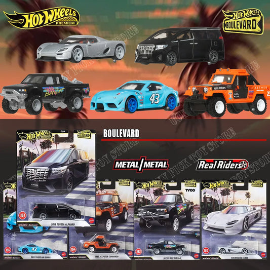 Hot Wheels GJT68 Boulevard Premium Series Toyota Gr Supra Darsun King Cab Toyota Alphard Jeepster Commando Koenigsegg Car Model