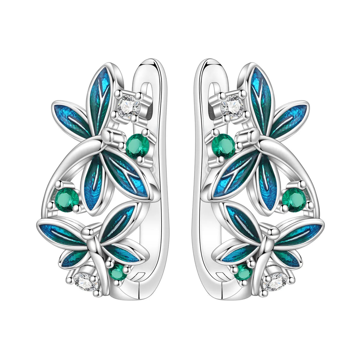 Orstarry Original 925 Sterling Silver Blue Iris Flower Earrings Women Hoop Earring Anniversary Jewelry Trendy Gifts