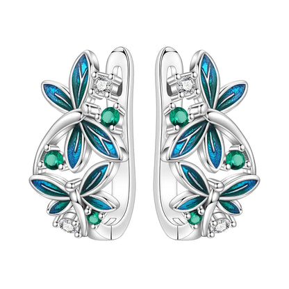 Orstarry Original 925 Sterling Silver Blue Iris Flower Earrings Women Hoop Earring Anniversary Jewelry Trendy Gifts