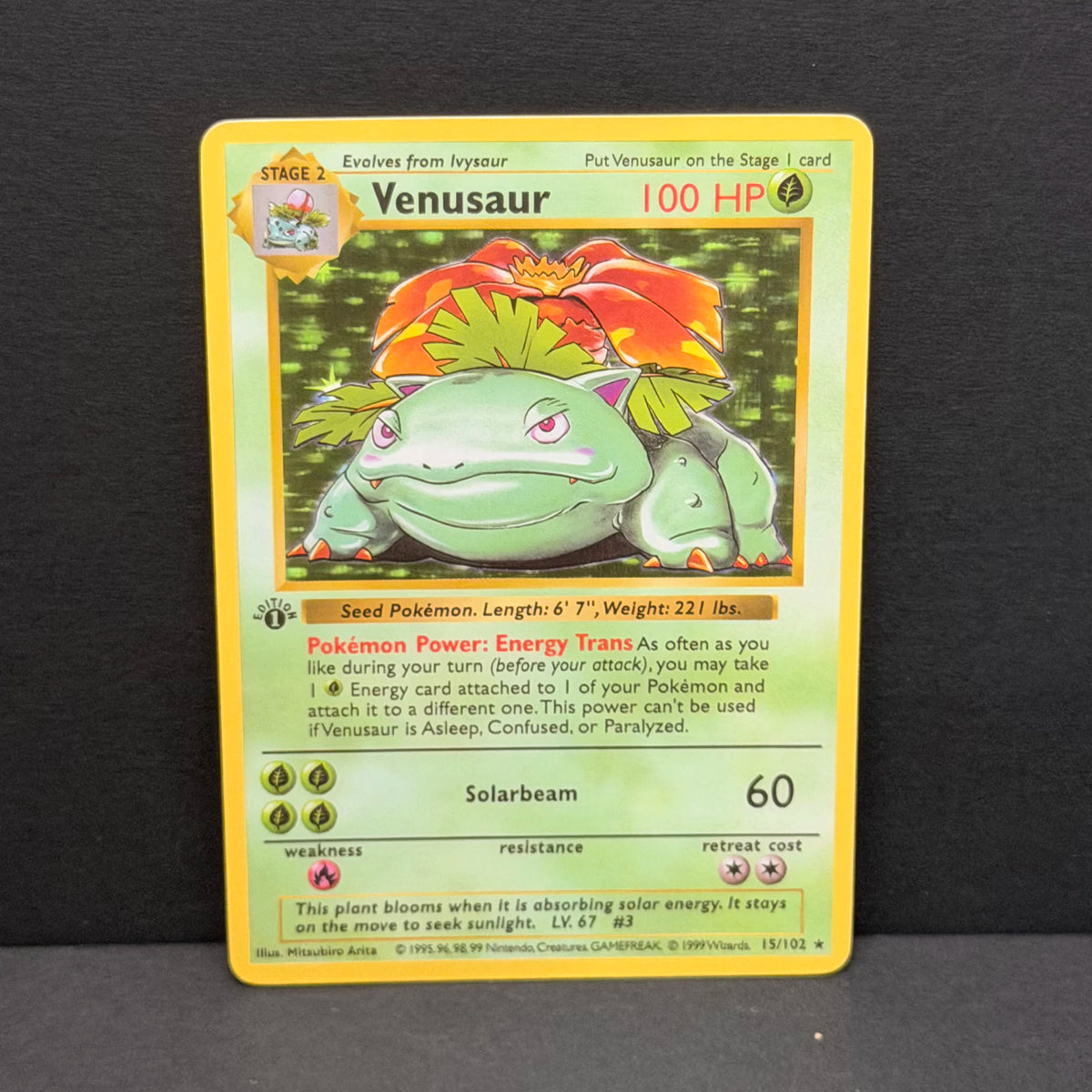 PTCG DIY 1999 POKEMON GAME VENUSAUR Non-HOLO MINT Base Set GAME GREY HAT VAN GOGH Game Proxy Card Gift Toy Dropshipping
