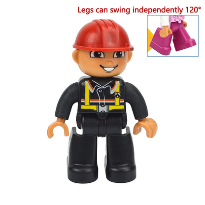Figures Dolls Big Size Building Blocks Family Action Workers Doctor Police Farmer Compatible Large Bricks Duploes Kid Toys