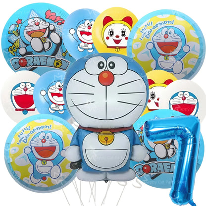 Cartoon Doraemoned Birthday Party Decoration Tableware Cup Plate Tablecloth Napkin Backdrop Cartoon Cat Party Favors Supplies