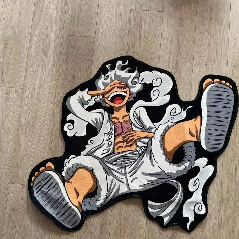 One PIECE Luffy Gear 5 Shaped Anime Room Manga Cartoon Irregular Rug Home Decoration Carpets Non-Slip Mat Sofa Living Room Gift