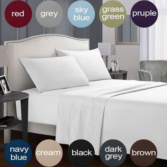 Solid Color Soft Brushed Bed Set Fitted Sheet Flat Sheet Pillowcase Bedding Set Bed Sheet Twin Full Queen CA King 3/4 Pieces
