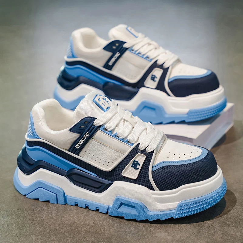 Men's Thick-Soled Height-Increasing Casual Sports Shoes, Low-Top Lace-Up Style, Wear-Resistant Sole, Comfortable and Anti-Slip,