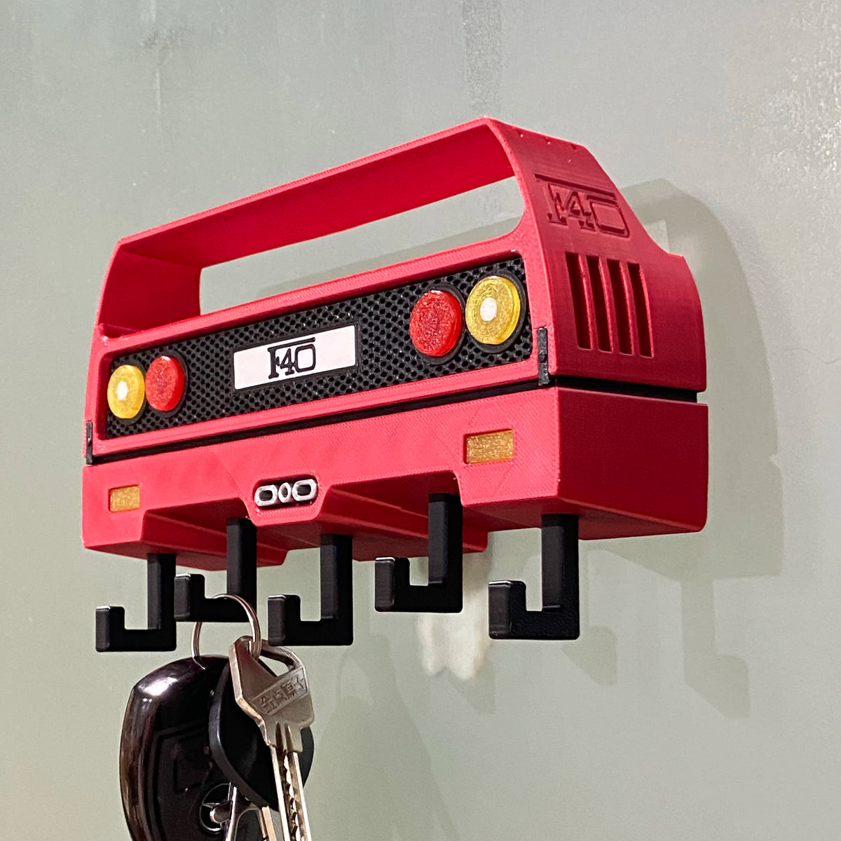 3D Printed Classic Supercar Rear Wall Key Holder Hooks F40 Car Enthusiasts Gift Wall Mount Key Organizer For Keys Glasses Small