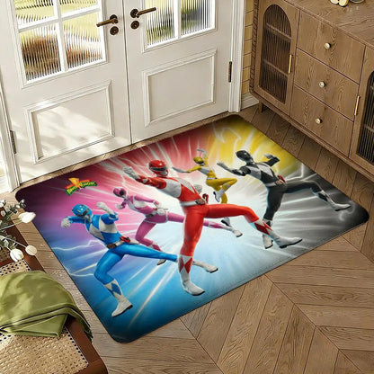 TV M-Mighty M-MorphinS Power Rangers Thickened Absorbent Non-Slip Floor Mat Bedroom Living Room Door Mat Flannel Rug