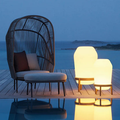 Outdoor rattan sofa PE round rattan balcony garden courtyard villa hotel homestay leisure single sofa pedal