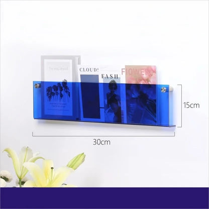 12 Color Acrylic Brochure Holder Wall Mount Magazine Rack Pamphlet Stand Floating Bookshelves Hang Display Literature Organizer