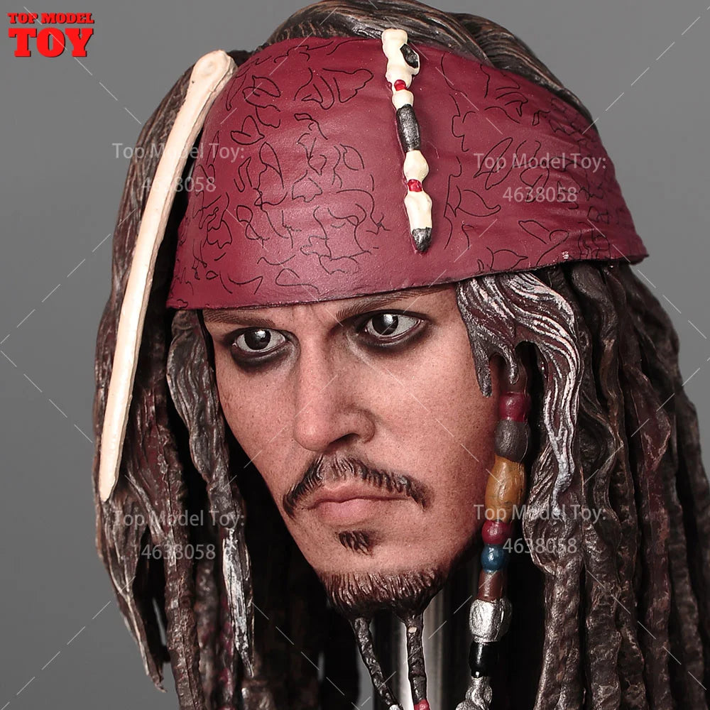 1/6 Scale Johnny Depp Head Sculpt Carving Model Resin Hair Fit 12'' Male Soldier Action Figure Body Dolls Toy