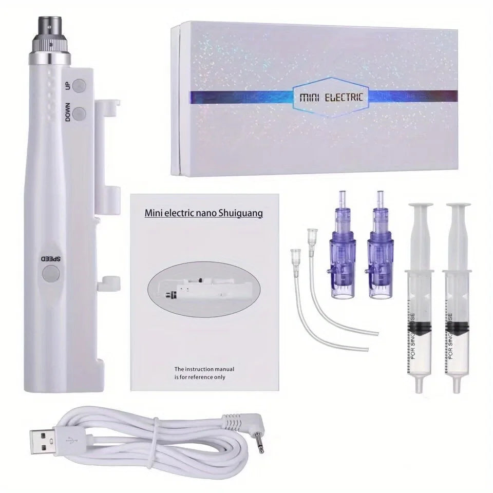 New Electric Microneedle 5 Speed Adjust Beauty Derma Pen Microneedling Skin Care Tool With 2Pcs Round Cartridge Needle 0.2mm