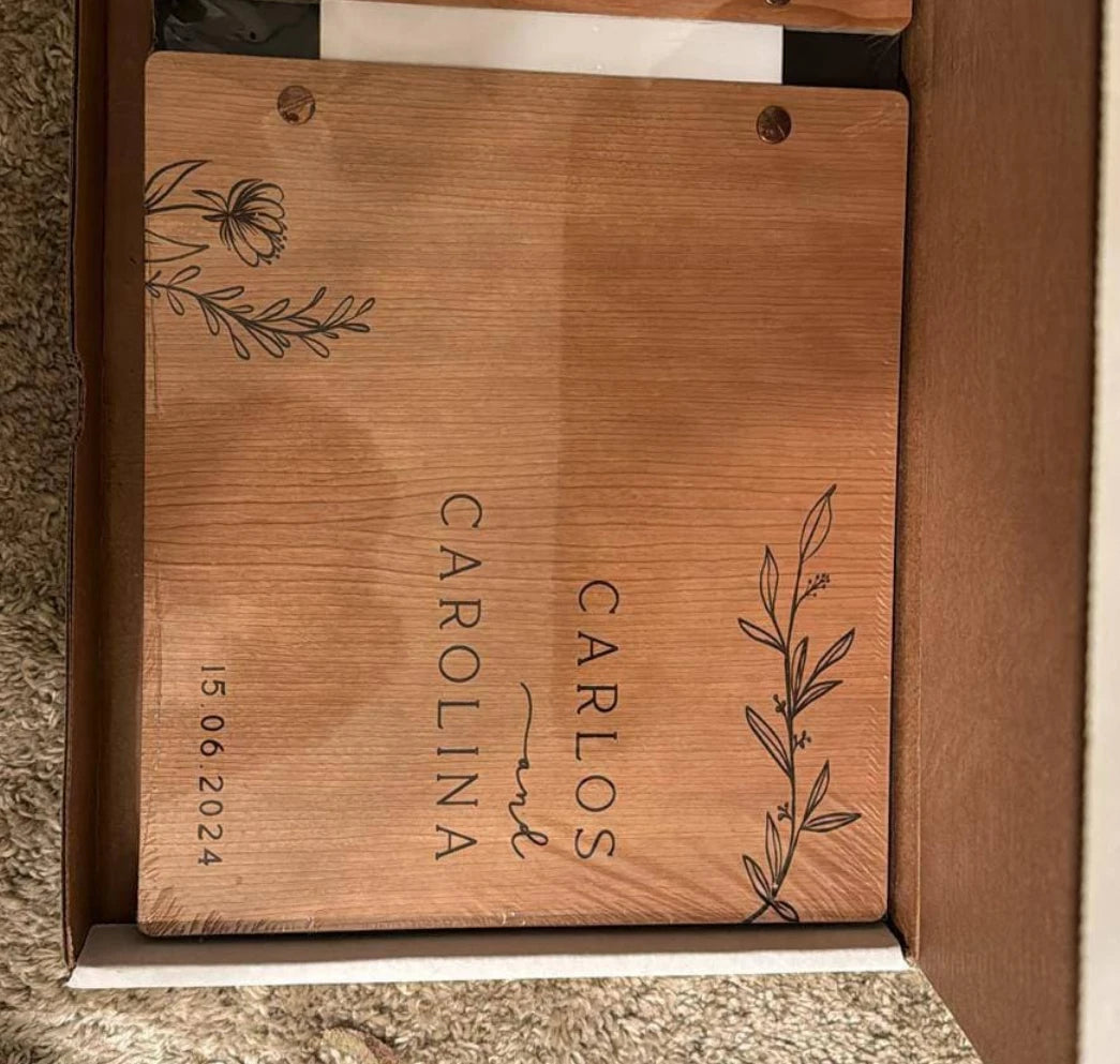 Wooden Wedding Guest Book - Personalized Laser Engraved, Perfect for Photos and Heartfelt Messages, Photobooth, Photo Album