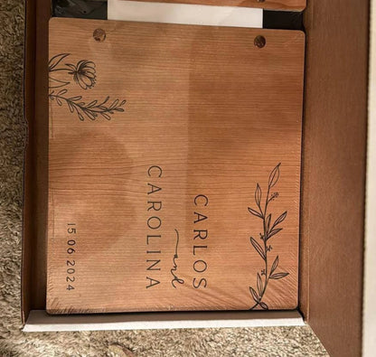 Wooden Wedding Guest Book - Personalized Laser Engraved, Perfect for Photos and Heartfelt Messages, Photobooth, Photo Album