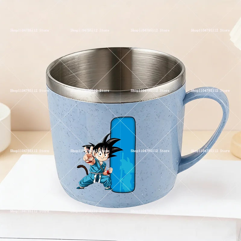 Dragons Ball 304 Stainless Steel Mouth Cup Goku Anime Kawaii Letter A-Z Coffee Milk Water Mug  Anti-scalding Camping Cups Gift