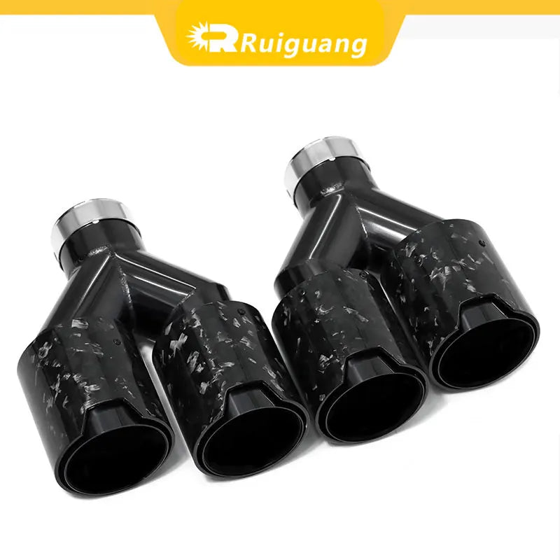 1Pc FOR BMW Forged Carbon Fiber Black Double Outlet Exhaust Pipe or M Performance Exhaust Pipe M LOGO
