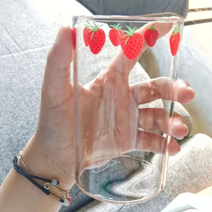 Anime NANA Oosaki Nana Cosplay Water Glass Cup Strawberry Print Heat-Resistant Milk Glasses Mug Tumbler Cups Accessories Props
