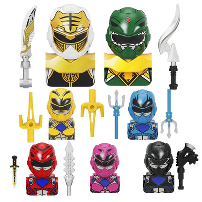 Powered Movie Rangers Mini Building Blocks Red Yellow Green Soliders Warrior Mighty Morphin Action Figures Toys Kids Gifts
