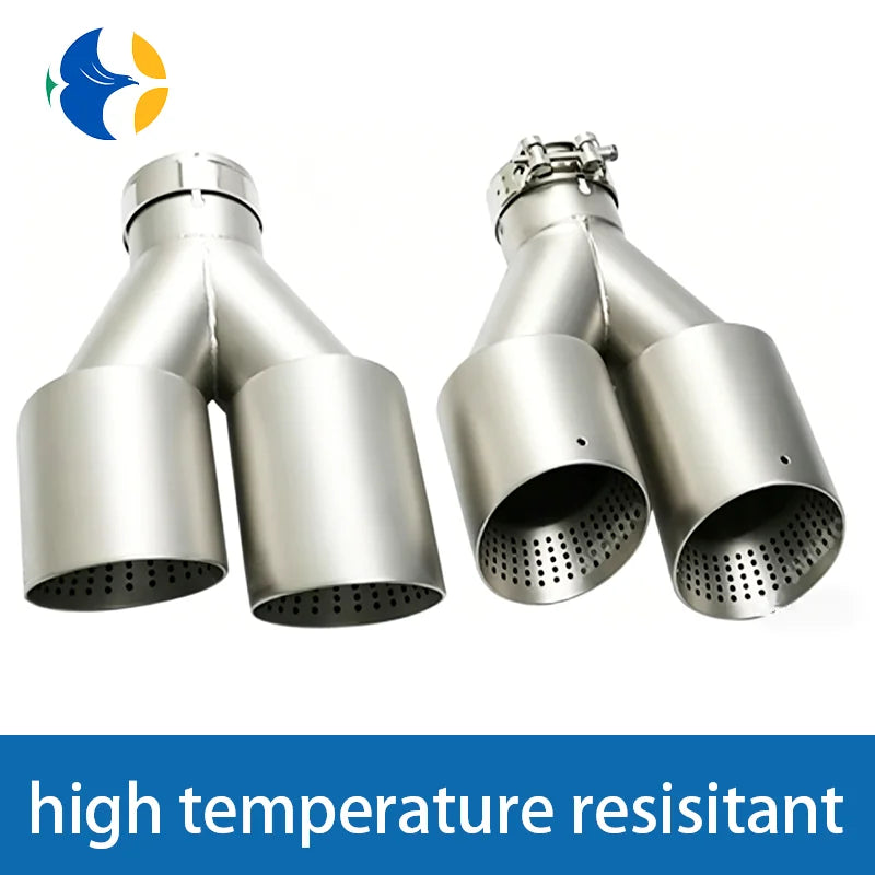 Exhaust Dual Exhaust Tips Car Universal Matte Stainless Titanium alloy color Double Exit Exhaust Pipes Muffler Tailpipe No Logo