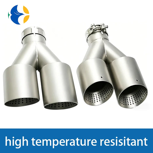 Exhaust Dual Exhaust Tips Car Universal Matte Stainless Titanium alloy color Double Exit Exhaust Pipes Muffler Tailpipe No Logo