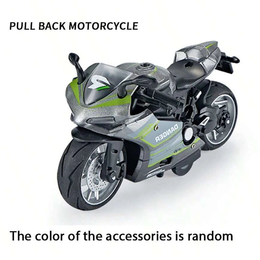 1:12 Scale Die-Cast Alloy Motorcycle Toy with Real Engine Sound & LED Light Effects - Friction-Powered Crash-Resistant Ride-On T