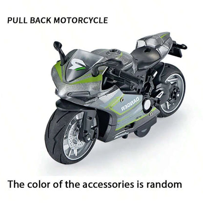 1:12 Scale Die-Cast Alloy Motorcycle Toy with Real Engine Sound & LED Light Effects - Friction-Powered Crash-Resistant Ride-On T