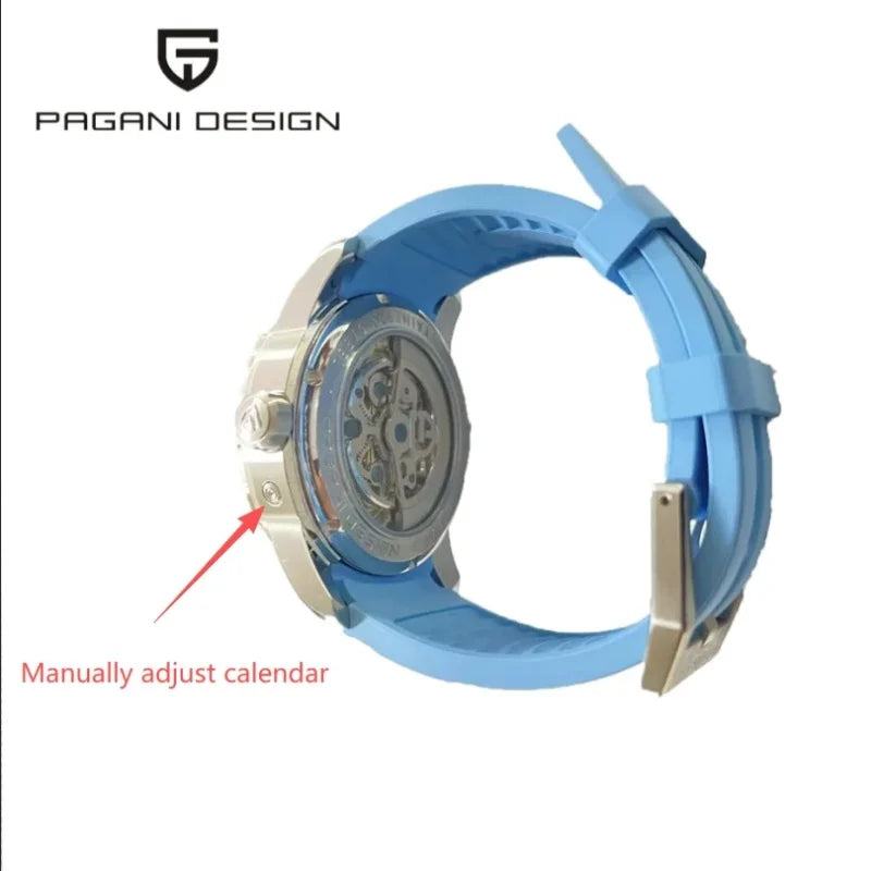 PAGANI DESIGN PD-YS022 Men's Mechanical Watch Tourbillon Skeleton Wristwatch For Men Fluorine Rubber Strap Automatic Watches