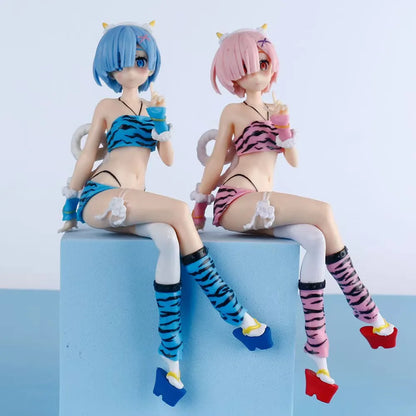 New Anime Figure Pajamas Leopard Bikini Sitting Posture Girl PVC Action Collection Model