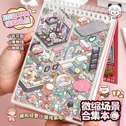 20Pcs Scenes Cartoon Landscape Sticker Book Forest Village DIY 3D Sticker Cabin Scene Pocket Birthday Gift for Kid Child Student
