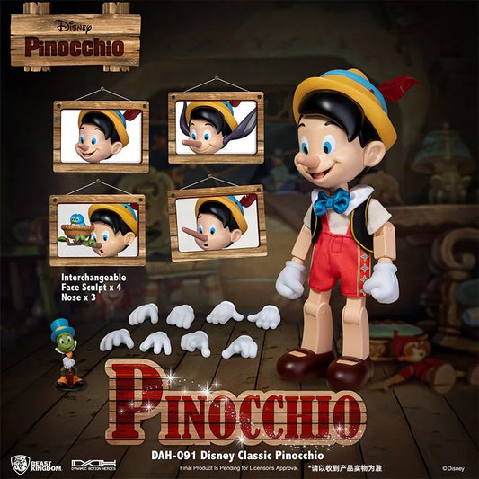 Genuine Beast Kingdom DAH-091 Dynamic Action Heroes Disney Classic Pinocchio Collectible Movable Action Figure Model Toy