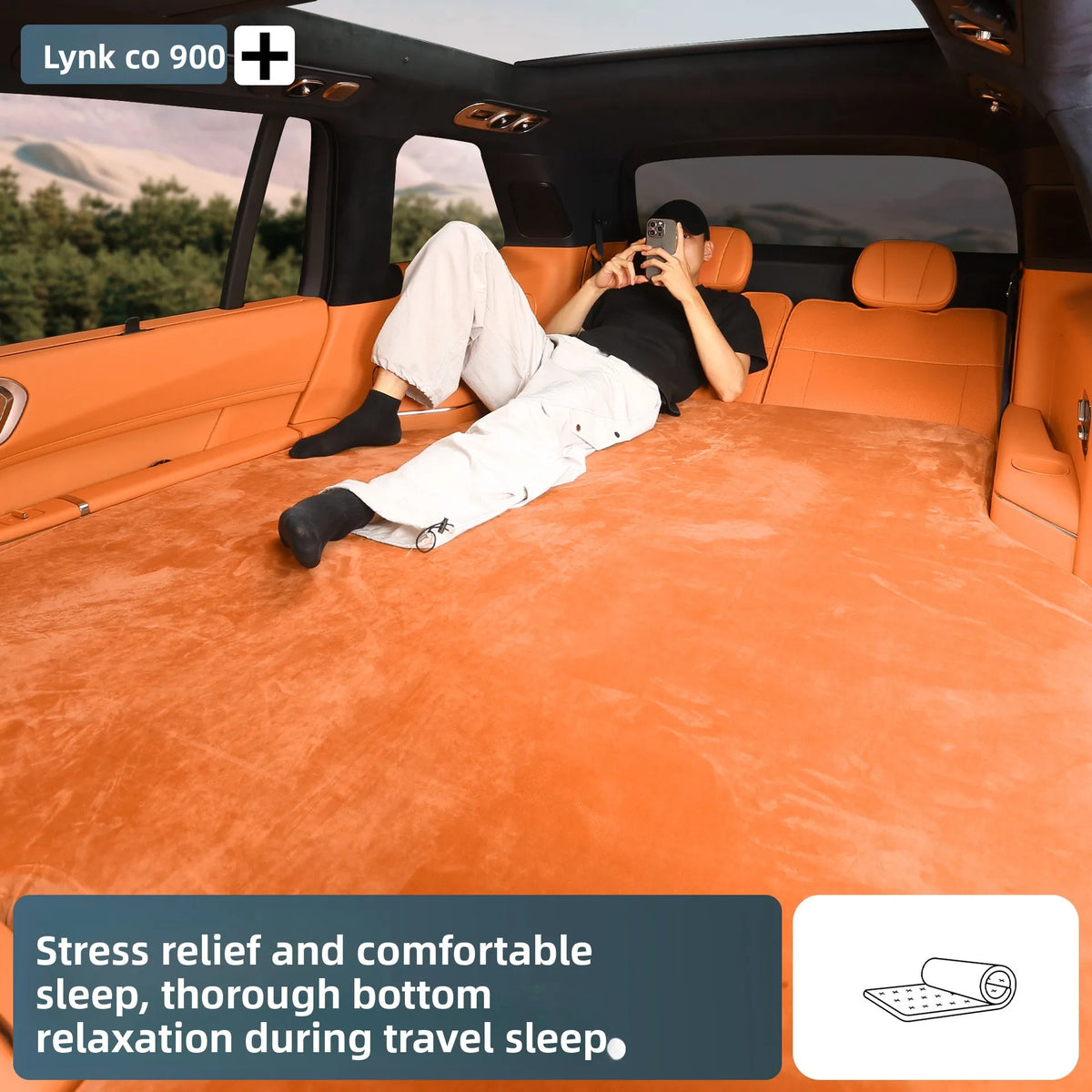 For Lynk & Co 900 2025 2026 Car Inflatable Mattress Suede Trunk Inflatable Travel Bed Sleeping Rest Cushion Camping Mattress