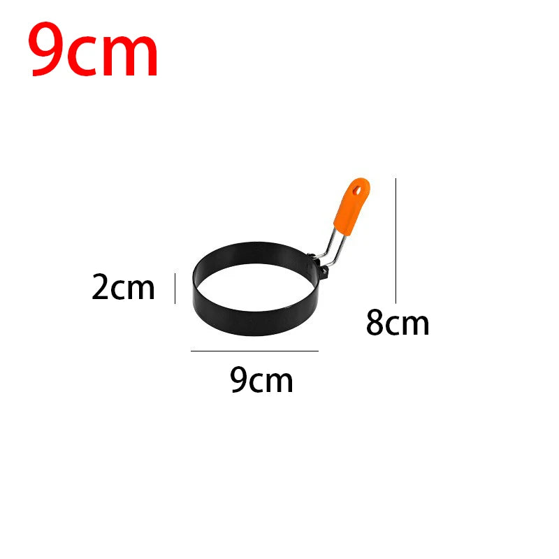 Fried Egg Ring Stainless Steel with Heat  Resistant Silicone Handle Non-Stick Fried Egg Mold Scrambled Eggs Form