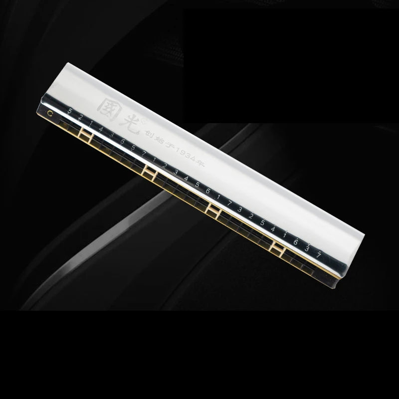 Guoguang 24-Hole 28-Hole Polyphonic Harmonica in C Key for Adults, Beginners, and Students, Entry-Level Performance Instrument, Commemorative Harmonica, Wide-Range Harmonica