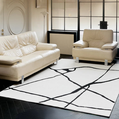 Modern Luxury Carpets for Living Room Fluffy Soft Plush Rug Black White Lines Bedroom Decor Carpet Large Area Washable Study Mat
