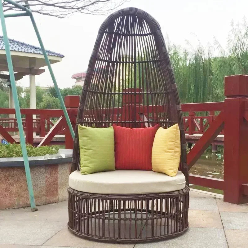 ABB  outdoor rattan bed round bed recliner Internet celebrity bed and breakfast garden hotel villa courtyard sofa