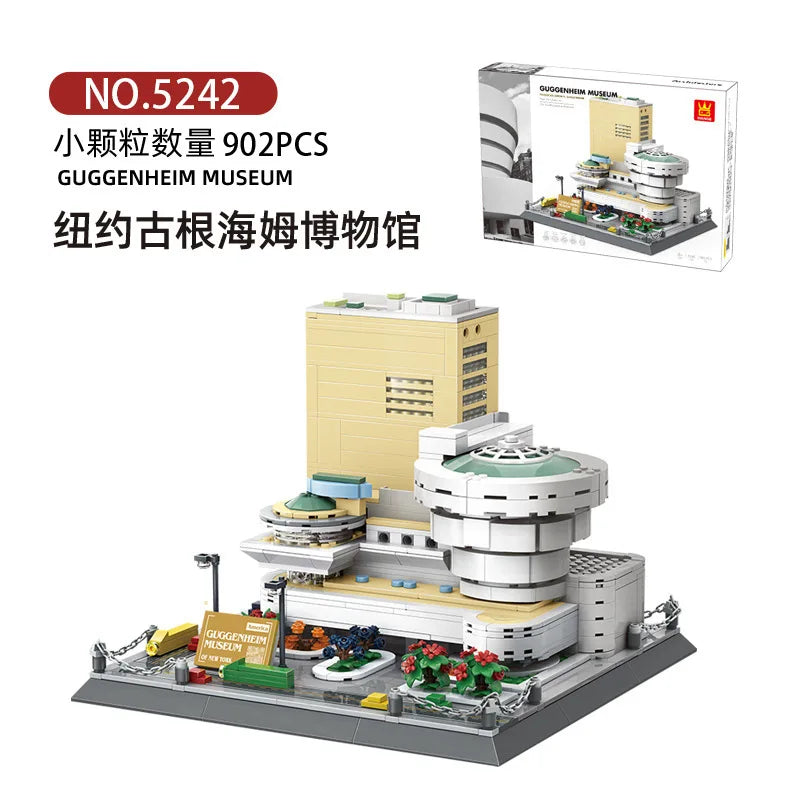 WANGE City Architecture Sydney Opera Santorini Building Blocks Chamartin Stadium Mosque Assembled Model Collection Toys For Gift