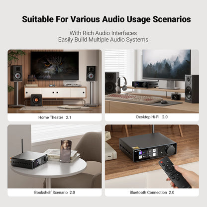 AIYIMA A80 Upgraded TPA3255 DAC Bluetooth PFFB Stereo Power Amplifier 300Wx2 Class D HiRes Digital Amp RCA TRS OPT COA USB Input